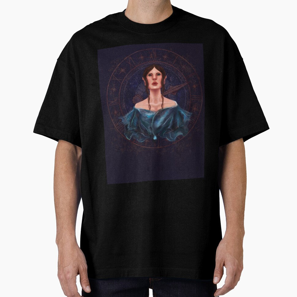 Astrology Goddess In Blue With Cosmic Clock by Monica Laipple