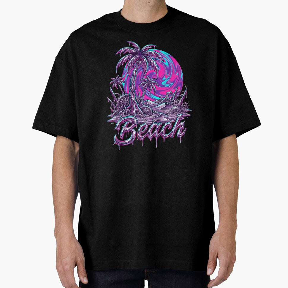 Melting Palm Tree Liquid Cyber Beach 2026 by MarCinu Art