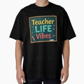 Teacher LIFE Vibes T-Shirt  Chalkboard Style Teacher Gift Back to School Tee by Design-Pro-21