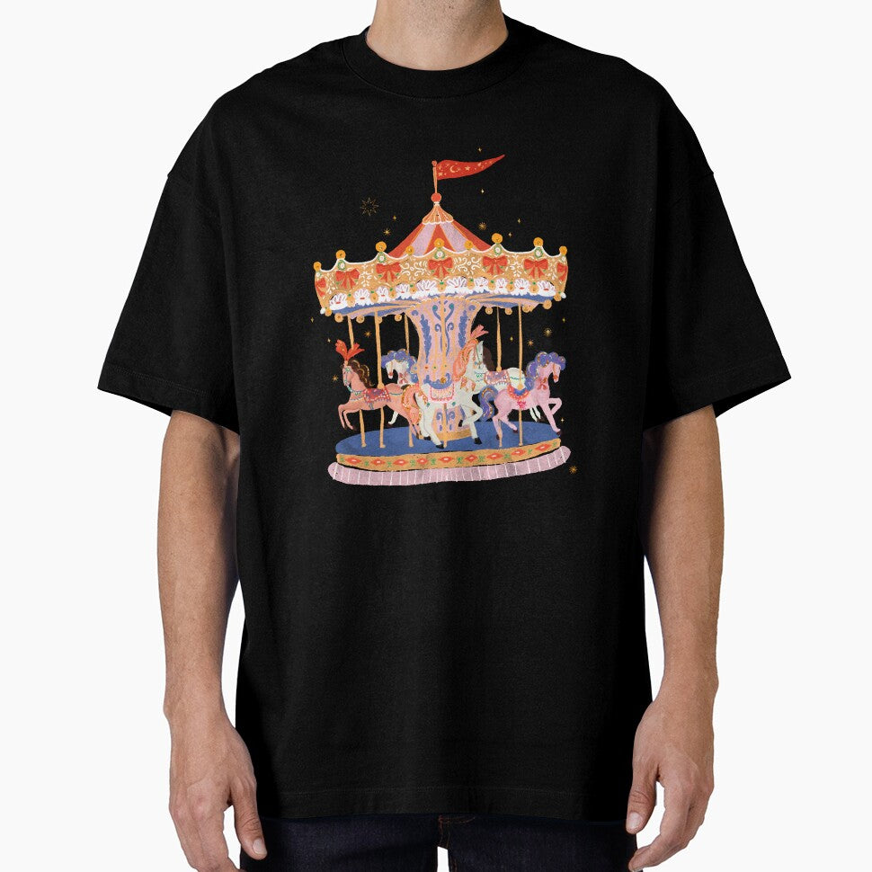 Whimsical Carousel Ride Illustration – Playful Vintage Charm by AKart19