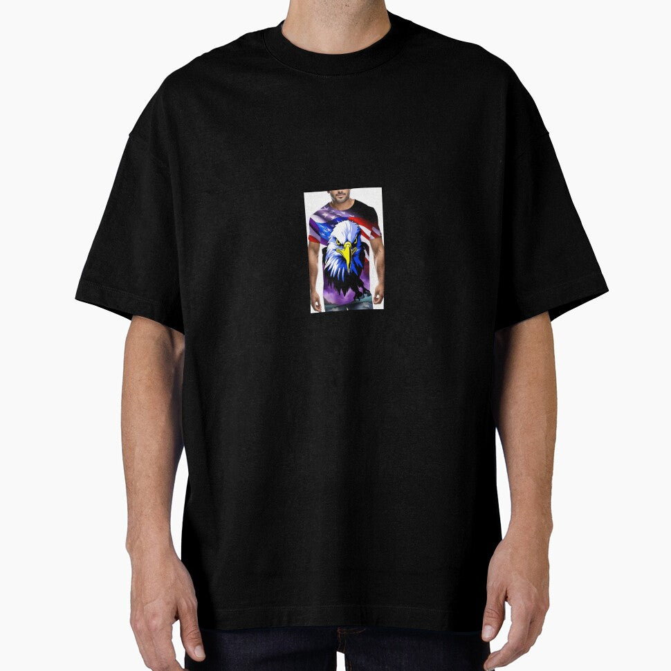 Casual Men's Tee with American Flag Eagle Design by Chukszy1