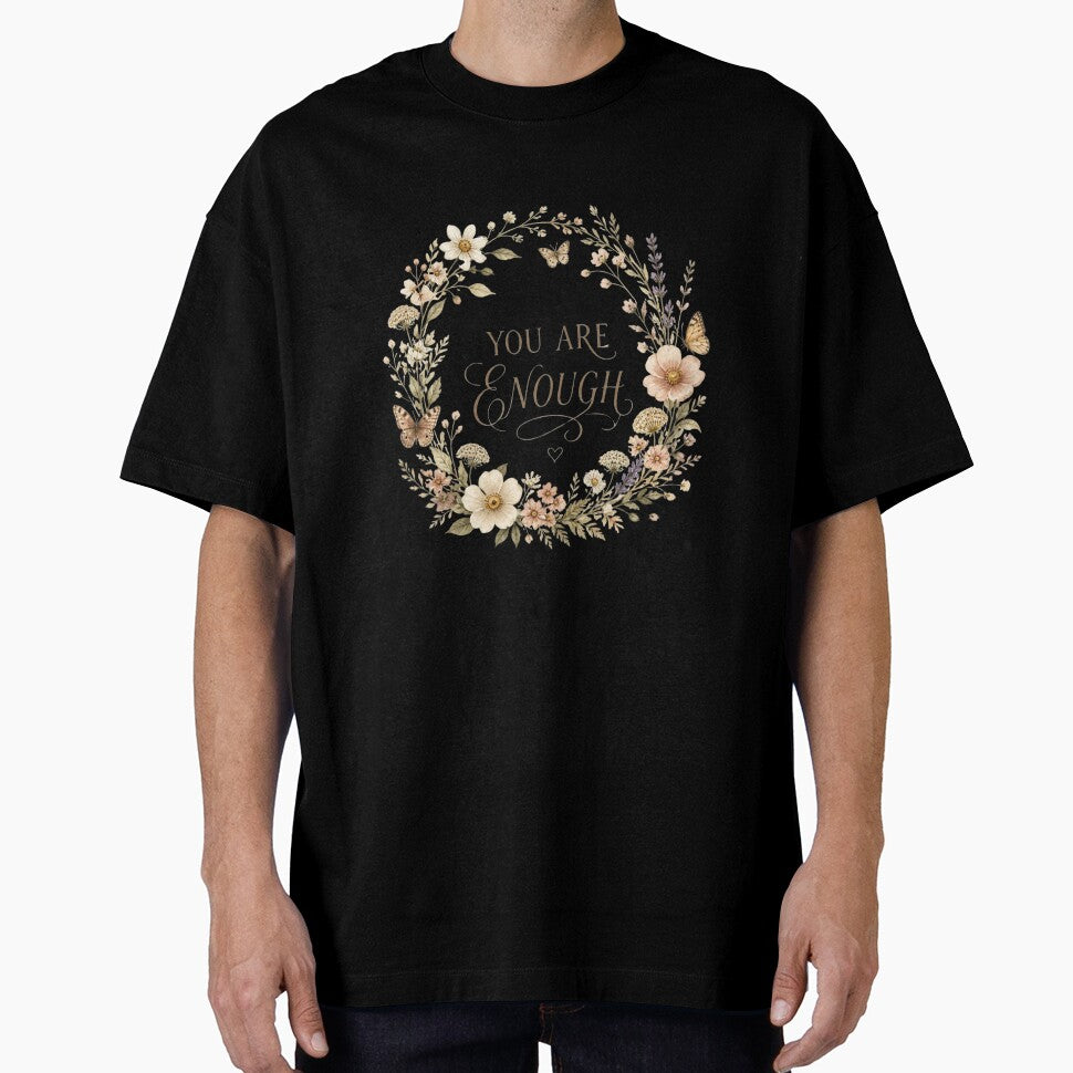 You Are Enough floral wreath cottagecore self love gift by language-des