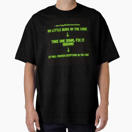 99 Bugs in the Code Funny Programmer T-Shirt | Null Pointer Exception Dev Humor | Retro Terminal Coding Gift for Developers by Noctavia07