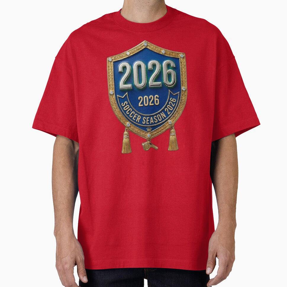 Luxury Soccer Season 2026 Gold Royal Shield Crest by Fatomfatom Unisex , , , Long Sleeve Tee
