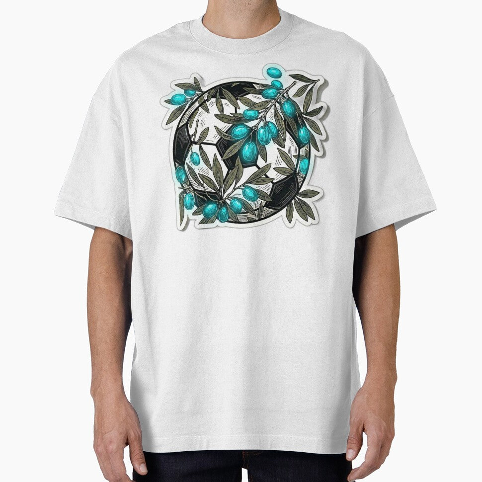 Retro 90s Football Olive Tree Branch Blue Soccer 2026 Aesthetic by Fatomfatom Unisex , , , Long Sleeve Tee
