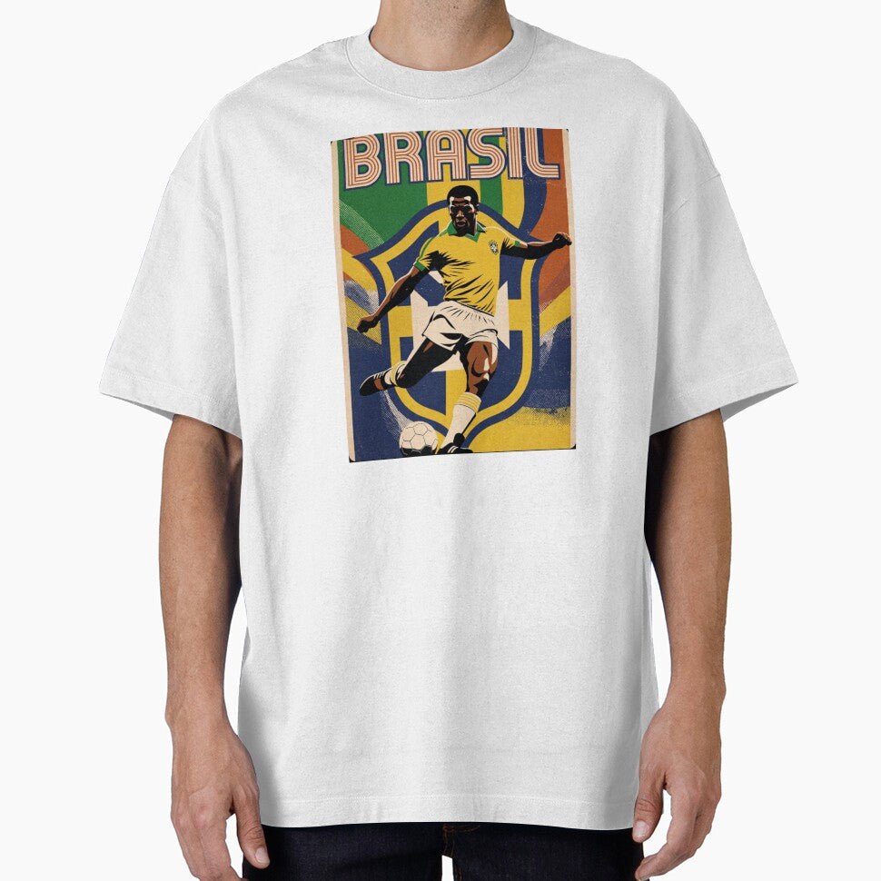 Brasil retro illustration poster /Brazil football national club by Nexus Space Unisex , , , Long Sleeve Tee