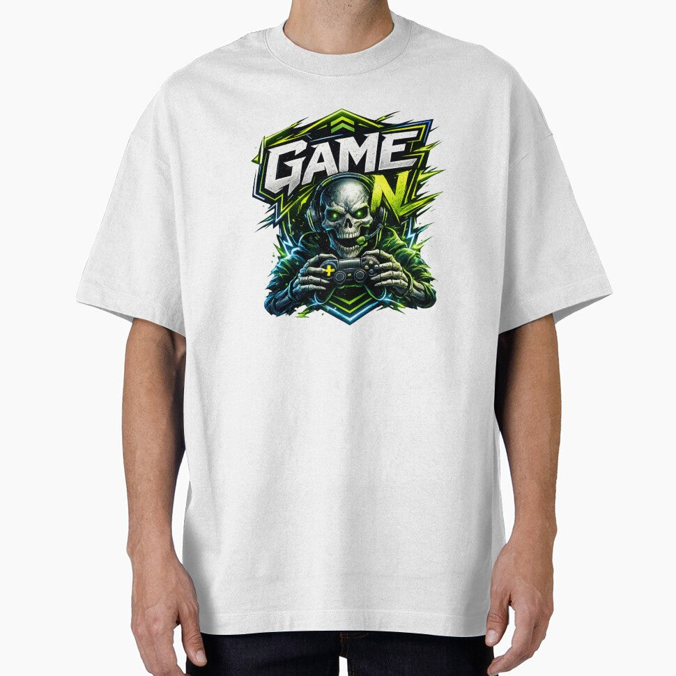 GAME ON Skeleton Gamer Sticker | Neon Esports Skull Gaming Design by Nusha Creations
