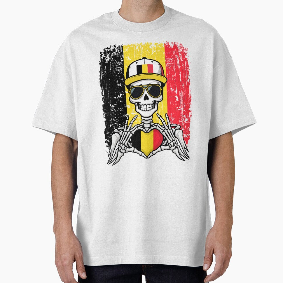 Belgian Pride Skeleton Art Tee by Colorful Designs Unisex , , , Long Sleeve Tee