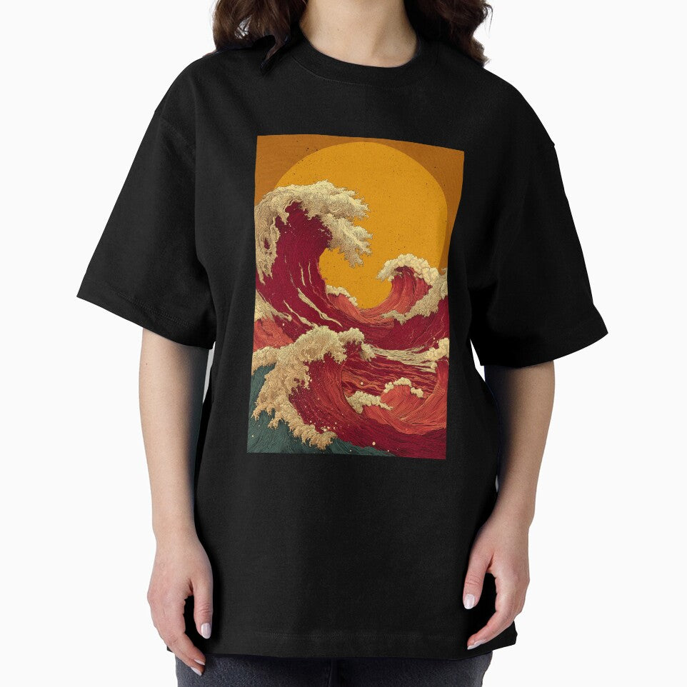 Red Hokusai Waves by InnerByJonas