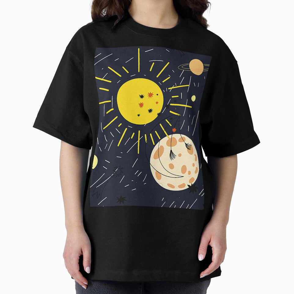 sun,moon,stars,planet abstract modern art by cutecrazytshirt
