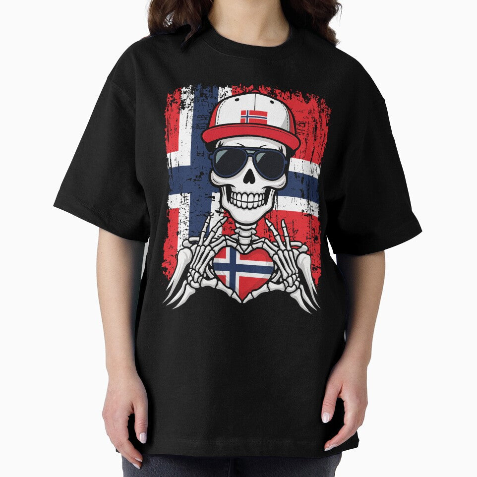 Norwegian Pride Skeleton Art - Norway Football & Viking Spirit Tee by Colorful Designs Unisex , , , Long Sleeve Tee