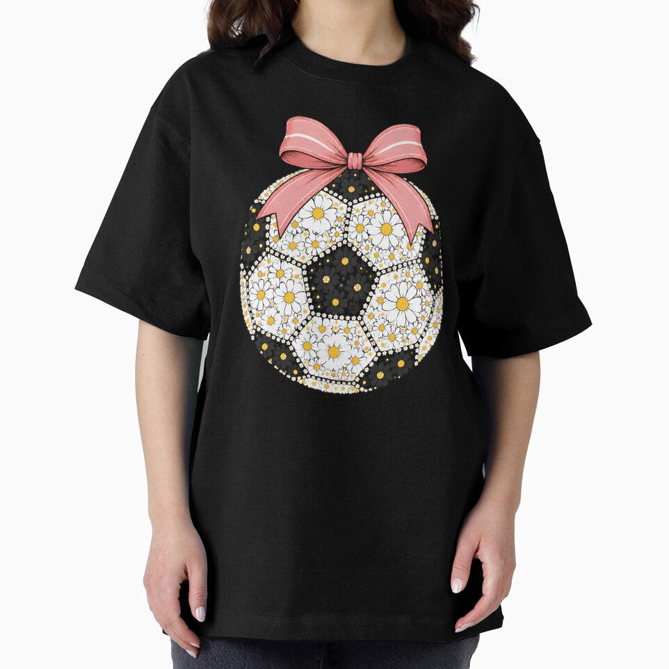 Floral Soccer Ball Pink Bow by GenesixDesign Unisex , , , Long Sleeve Tee