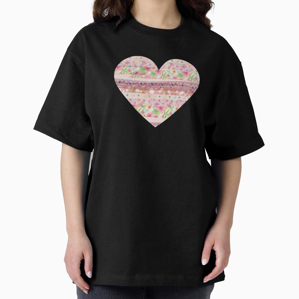 Pink Heart with Flowers and Bunnies by TabbysShop