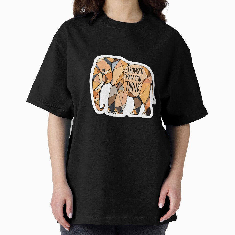 Stronger Than You Think Geometric Elephant - Mental Health Affirmation Art by GipsyAvenger