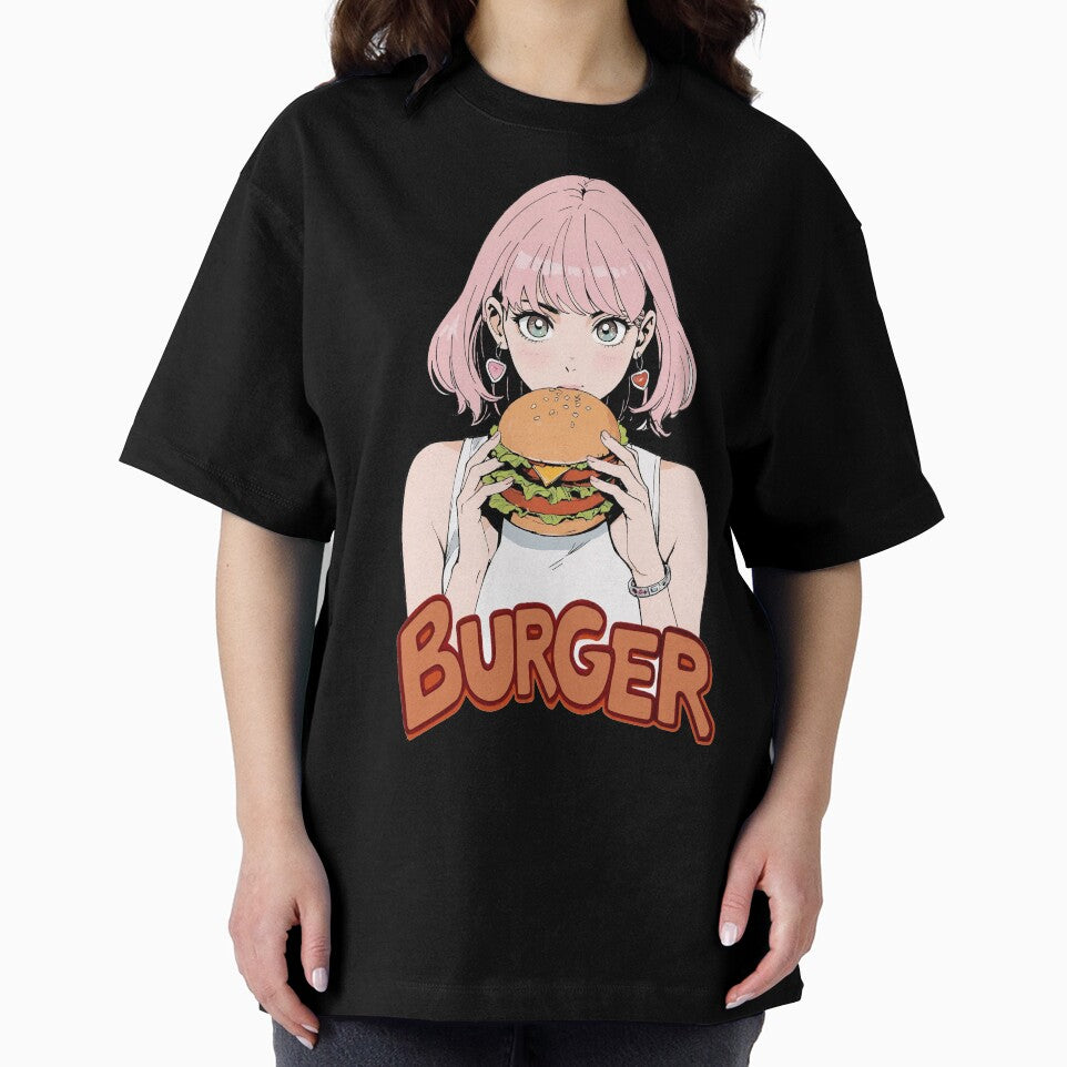 Cute girl eating a hamburger by JonelleTshirts