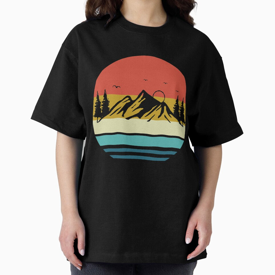 Camping - Vintage Retro Mountains and Trees - Outdoors Nature Lover - Hiking Shirt Gift by HappyTees Lab