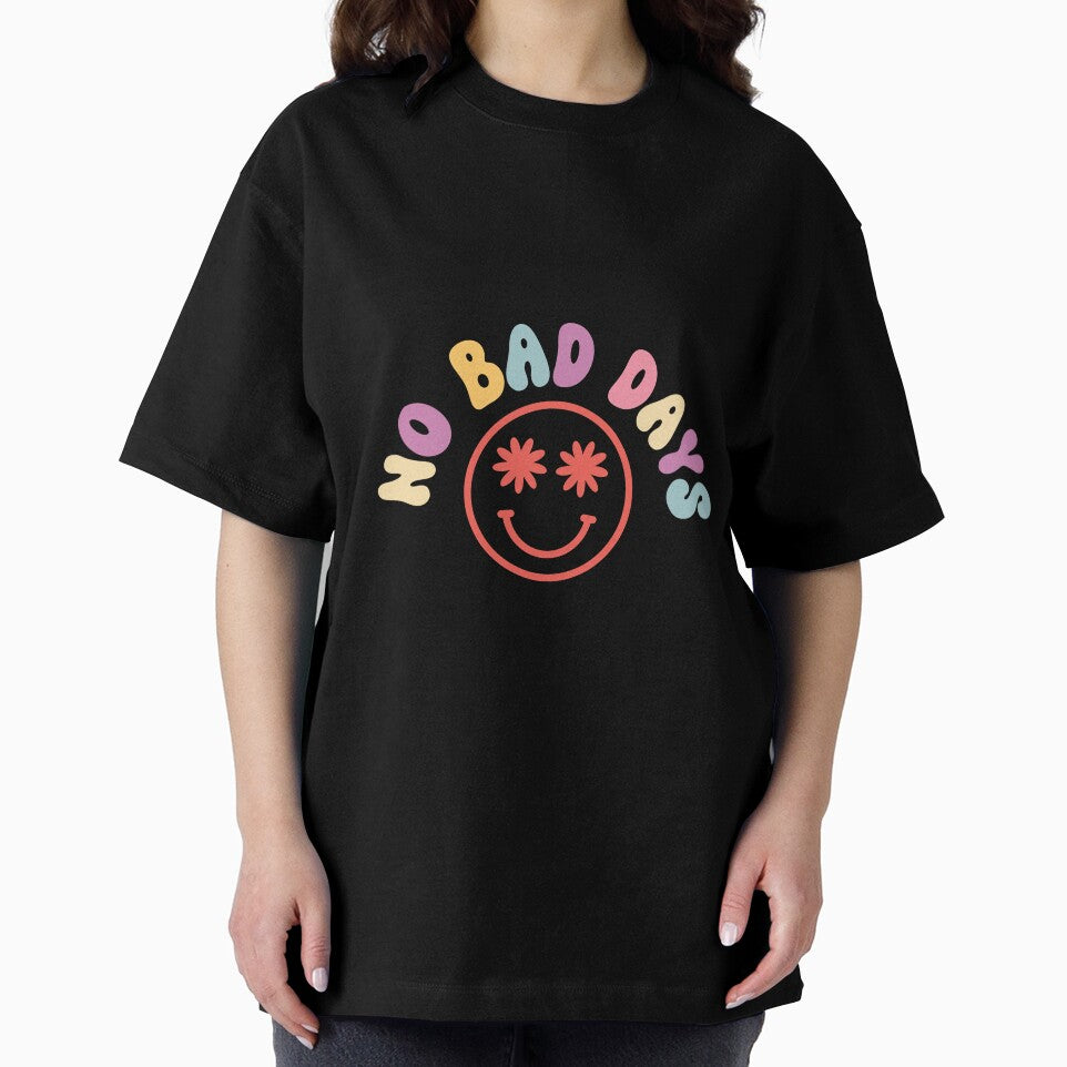 No Bad Days Smile Retro Groovy Colorful Block Letter Design by redbubbleart18