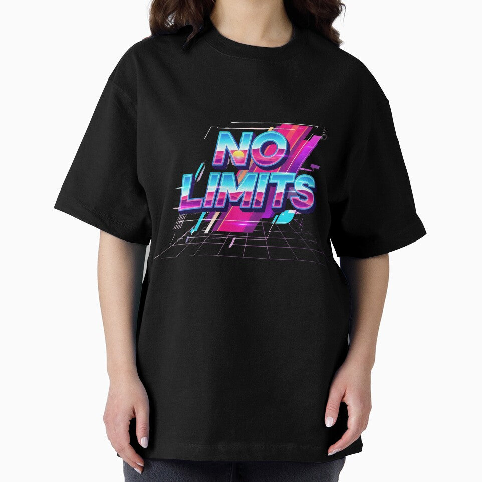 No Limits Retro Synthwave Motivational T-Shirt by MofazStyle