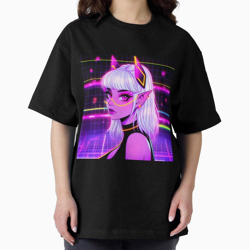Cute Digital Neon Anime Girl by bubblegoth