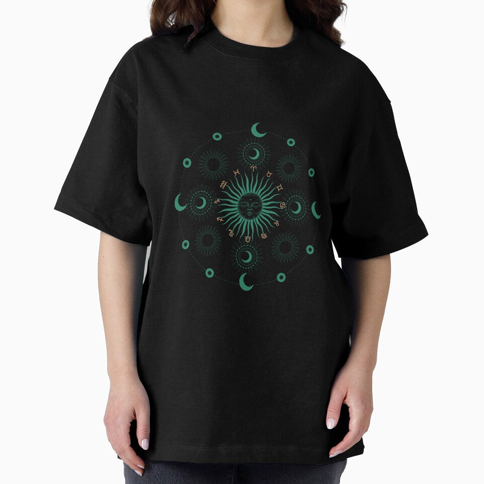 Celestial   black and   green colourful  Cute  design with moon and  sun and stars 6 by CosmicNook1