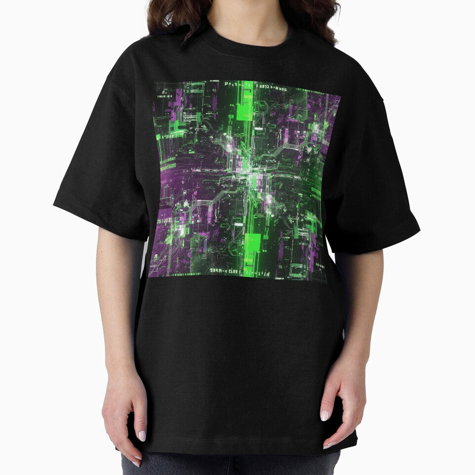 Cyber Neon Matrix Circuit Abstract by Pitujuck Kachanond
