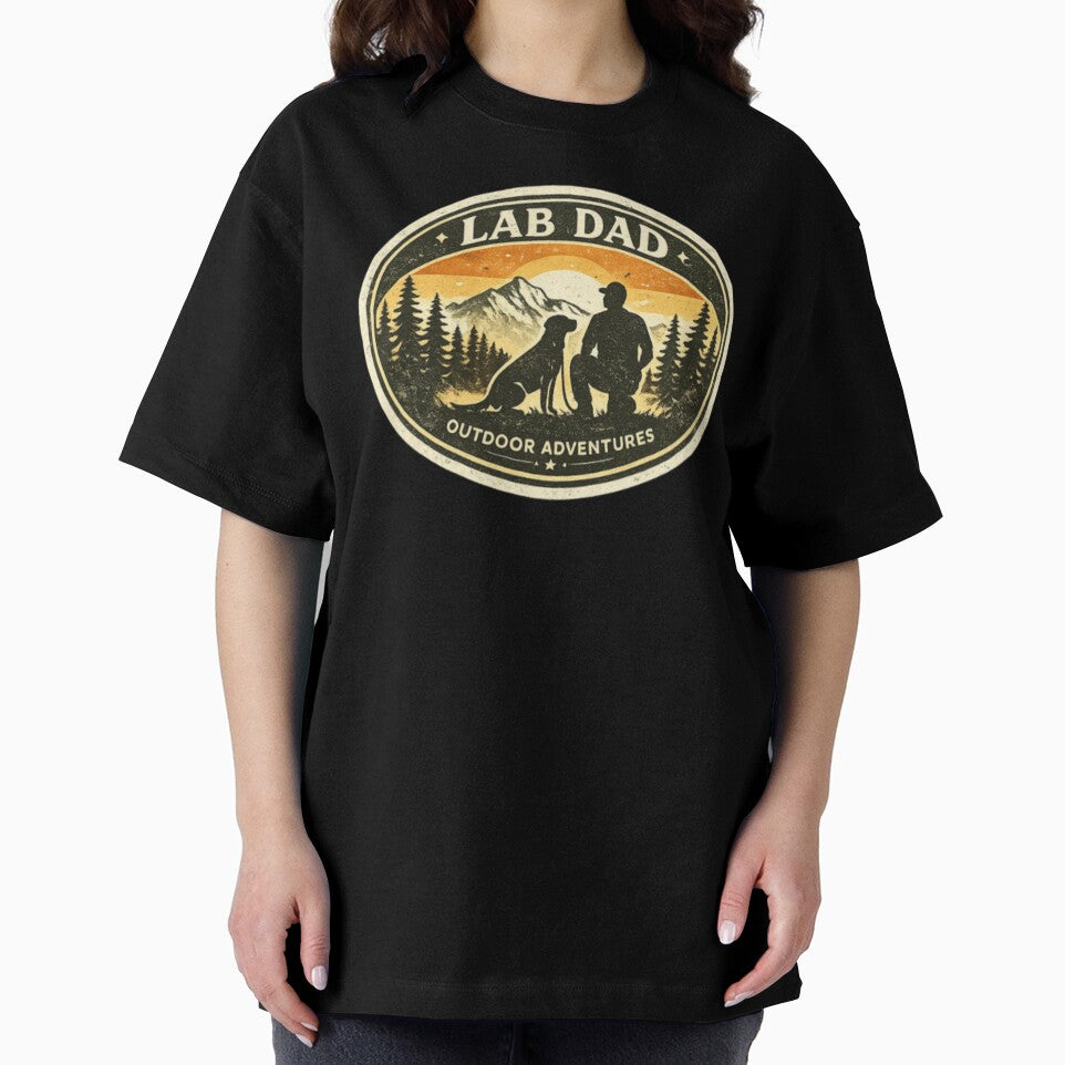 Labrador Dad Outline – Retro Silhouette Badge | Lab Dad Outdoor by PawPrintCustom