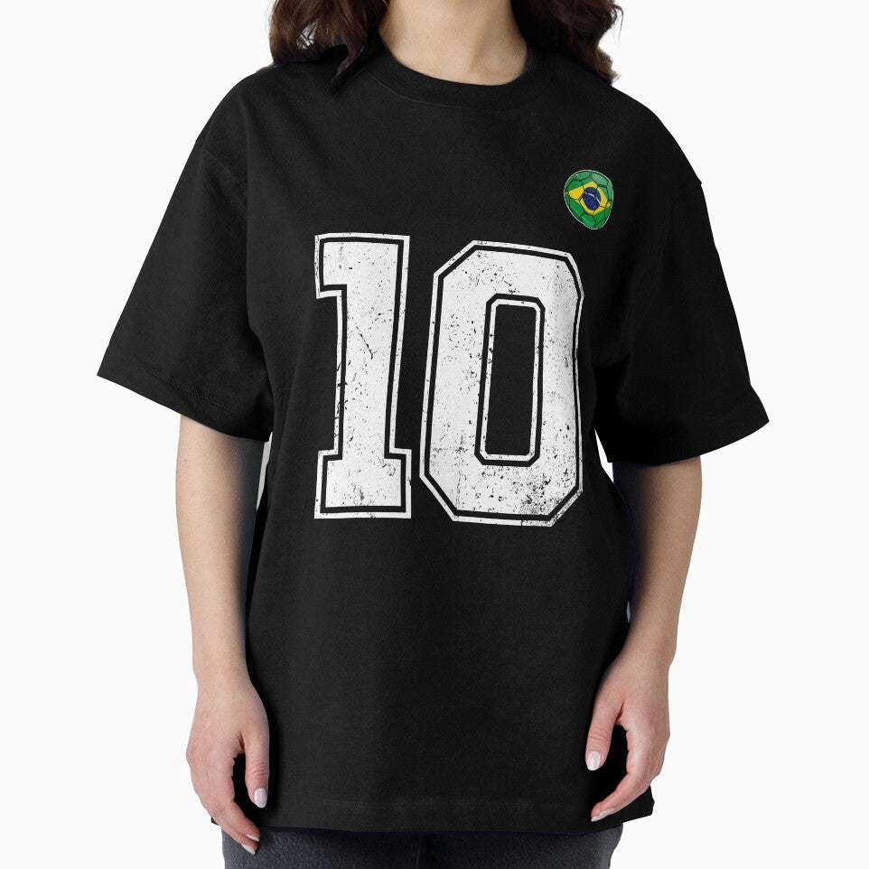 Number 10 Brazil Futbol Football Brazilian soccer Flag Jersey by RoyesButler Unisex , , , Long Sleeve Tee