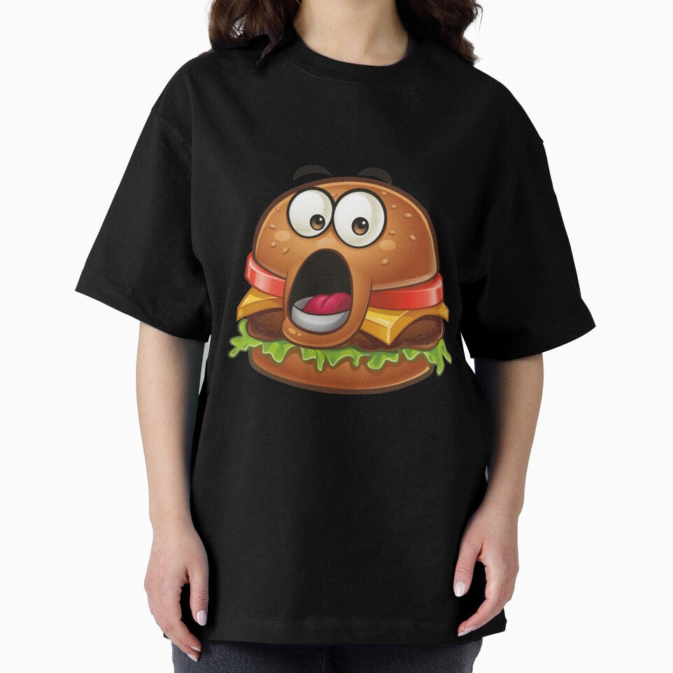 Surprised Cartoon Burger Face – Funny Food Emoji by CELESTIAL©️
