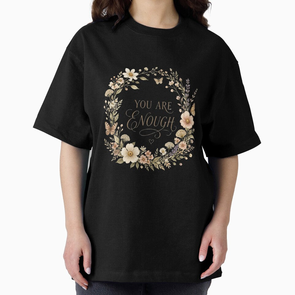 You Are Enough floral wreath cottagecore self love gift by language-des