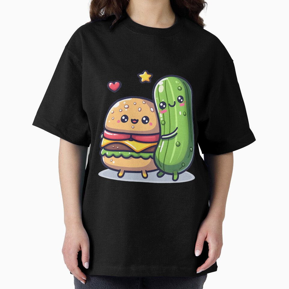 Kawaii Burger Hugging Pickle by CanvasCutie