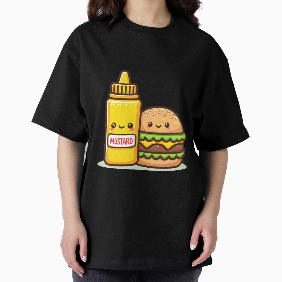 Kawaii Burger Sitting Beside Mustard Bottle by CanvasCutie