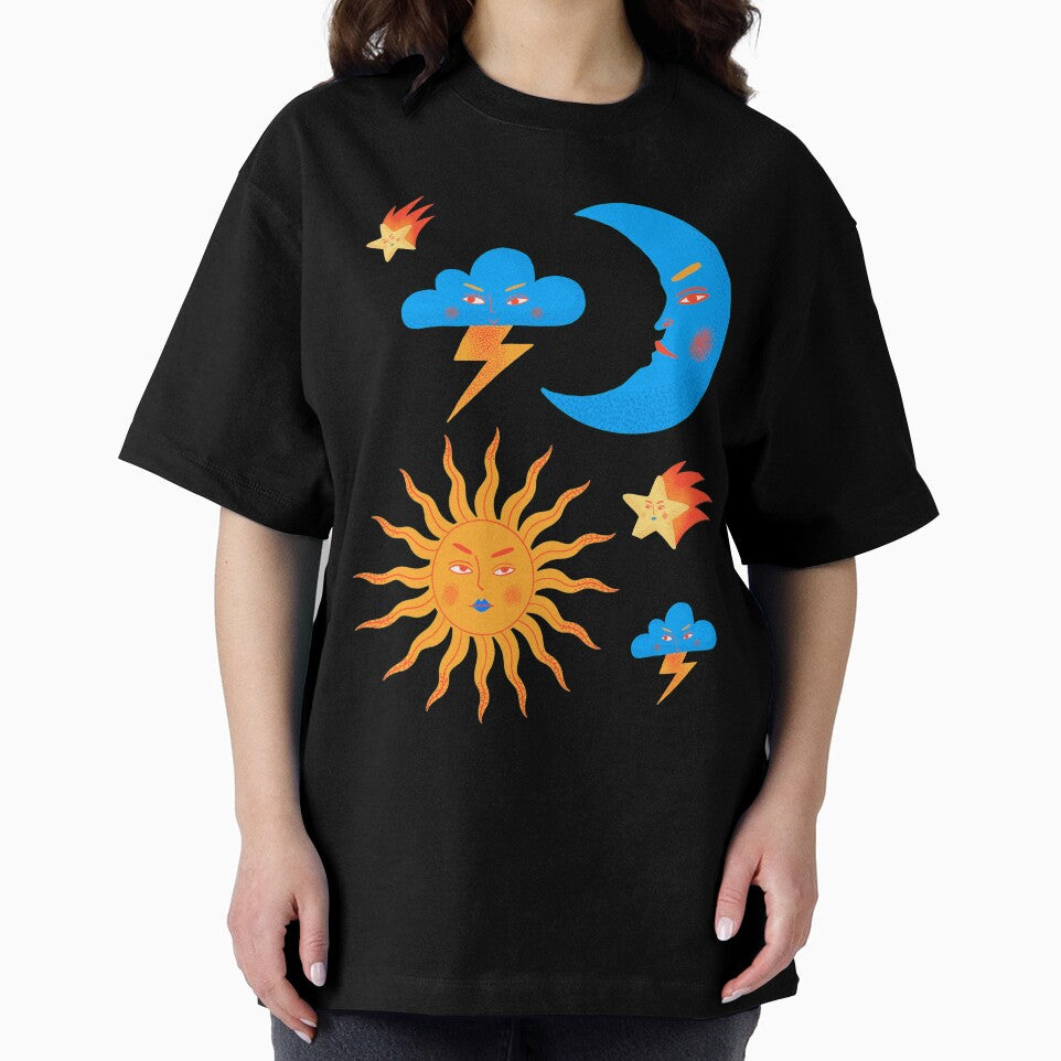 sun and moon celestial contemporary art by cutecrazytshirt