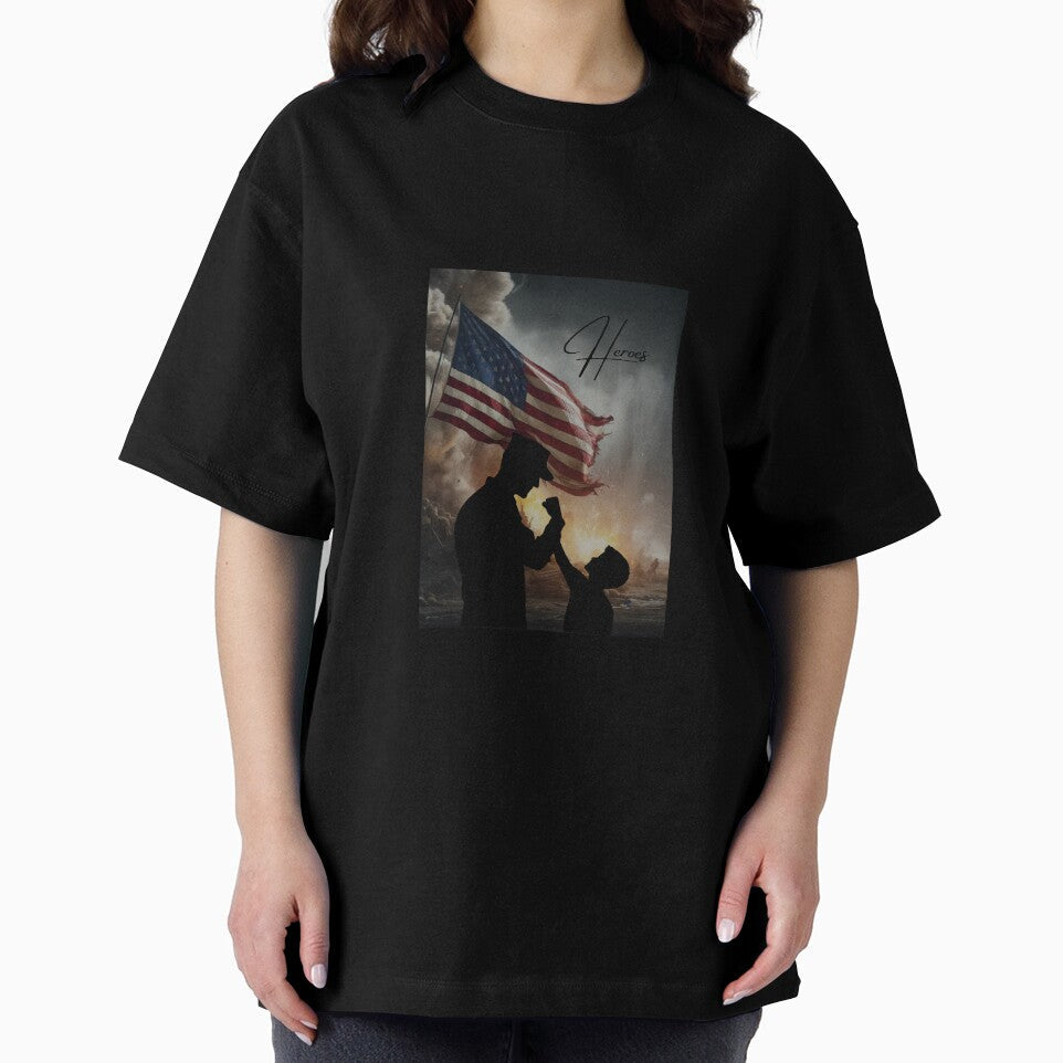 Heroes United: Flag, Father, Son by ValorVerse Unisex , , , Long Sleeve Tee