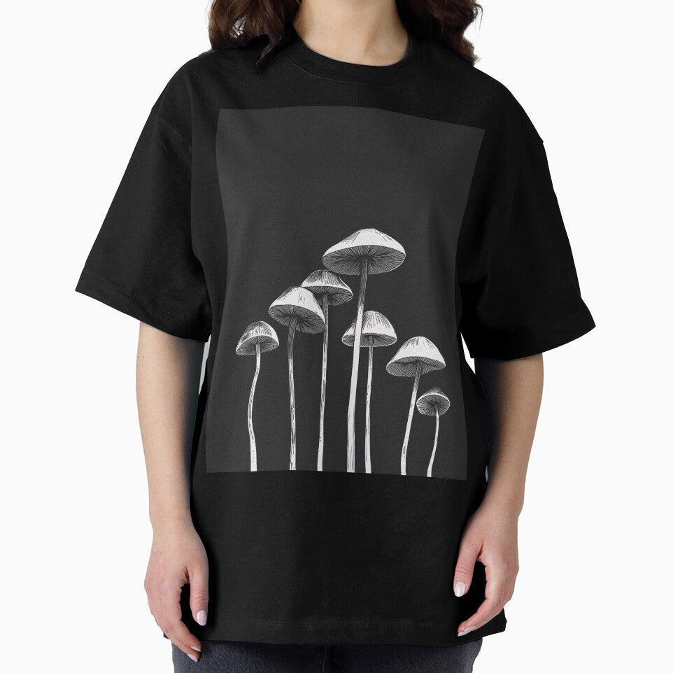 Dark moody mushrooms on black background - elf goth botanical cottage core forest goblin core goth whimsy fairy grunge emo night by Fantasy Cache