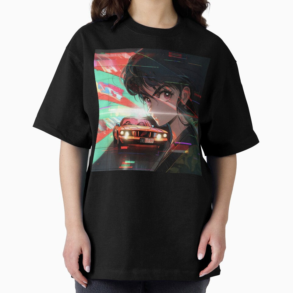 80s Anime Retro Girl Car Japanese Aesthetic by glasseskyodai