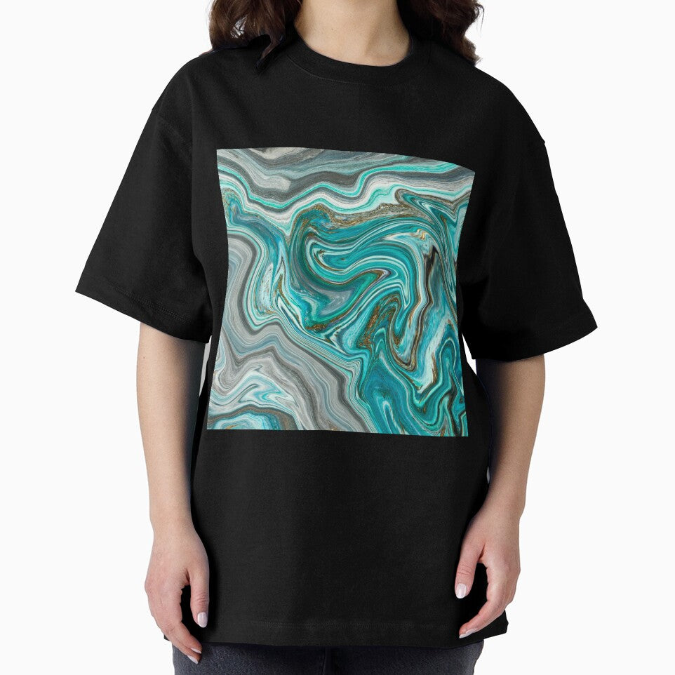 Agate Abstract Teal, Gray, White, Brown Swirl Pattern by silviaol