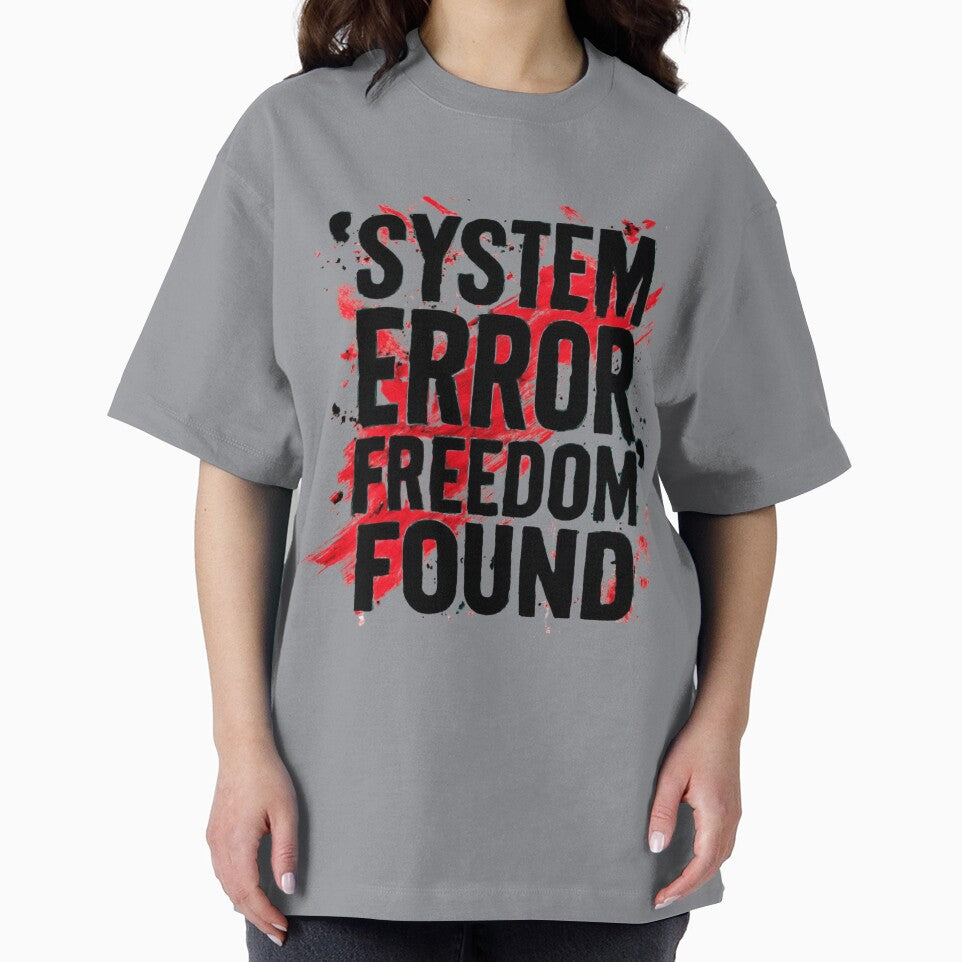 System Error Freedom Found Minimalist Typography  Neon Blue Design by GoGreenlove