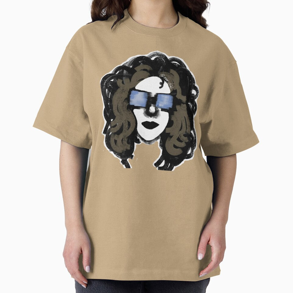 Woman with curly hair wearing sunglasses by Mermaso Art
