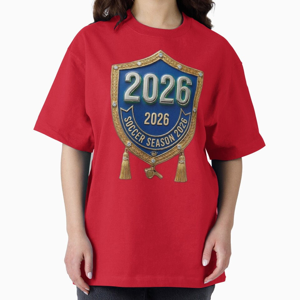 Luxury Soccer Season 2026 Gold Royal Shield Crest by Fatomfatom Unisex , , , Long Sleeve Tee