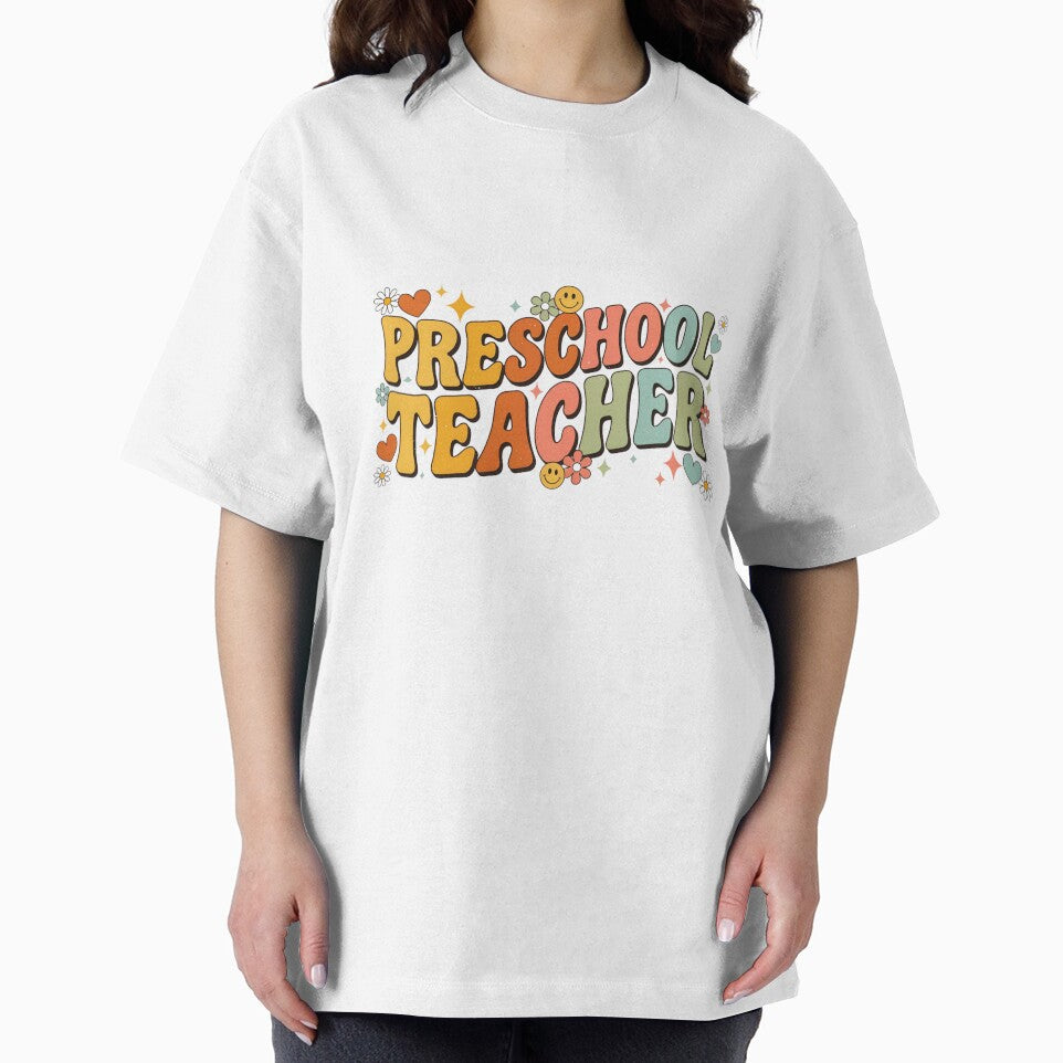Retro Preschool Teacher Groovy Daisy Typography | Vintage Teacher Gift by CoastalEmp
