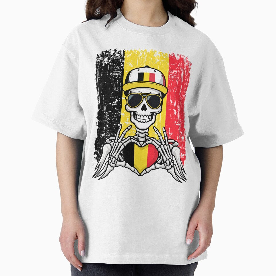 Belgian Pride Skeleton Art Tee by Colorful Designs Unisex , , , Long Sleeve Tee