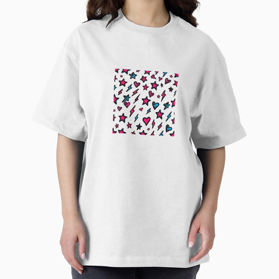 Y2K Pop Punk Stars Hearts and Lightning Pattern by ByKayaPrints