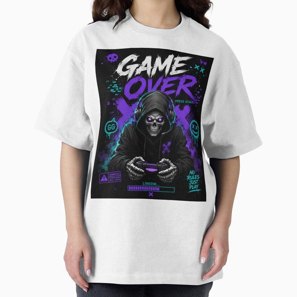 Game Over – Neon Skull Gamer | Cyber Gaming Streetwear by Tytofy