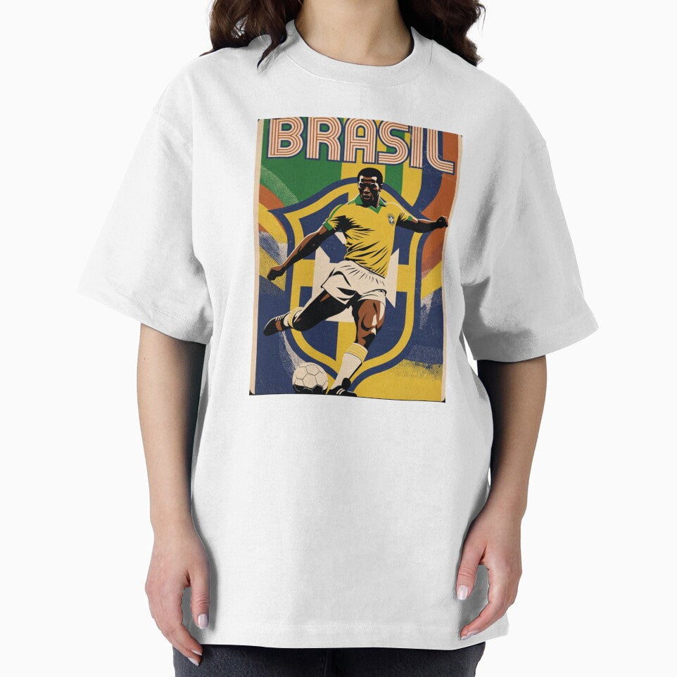 Brasil retro illustration poster /Brazil football national club by Nexus Space Unisex , , , Long Sleeve Tee