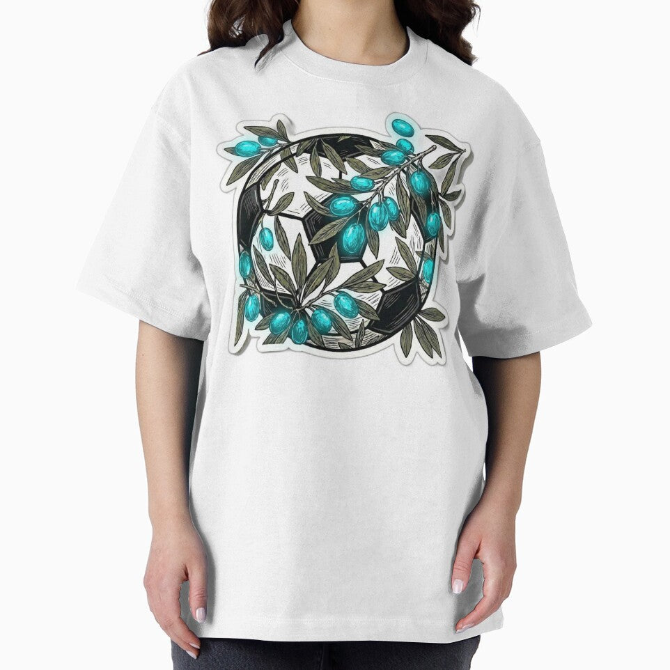 Retro 90s Football Olive Tree Branch Blue Soccer 2026 Aesthetic by Fatomfatom Unisex , , , Long Sleeve Tee
