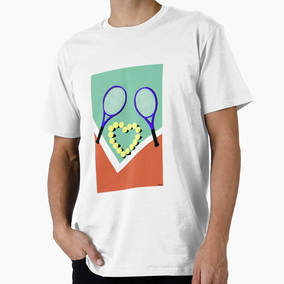 Cute and colorful tennis court with tennis ball in a heart shape by Arth1nker
