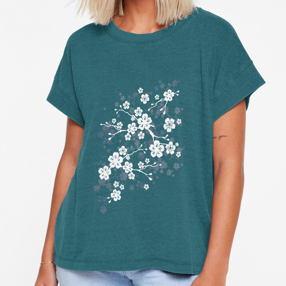 Navy and white cherry blossom pattern by adenaJ