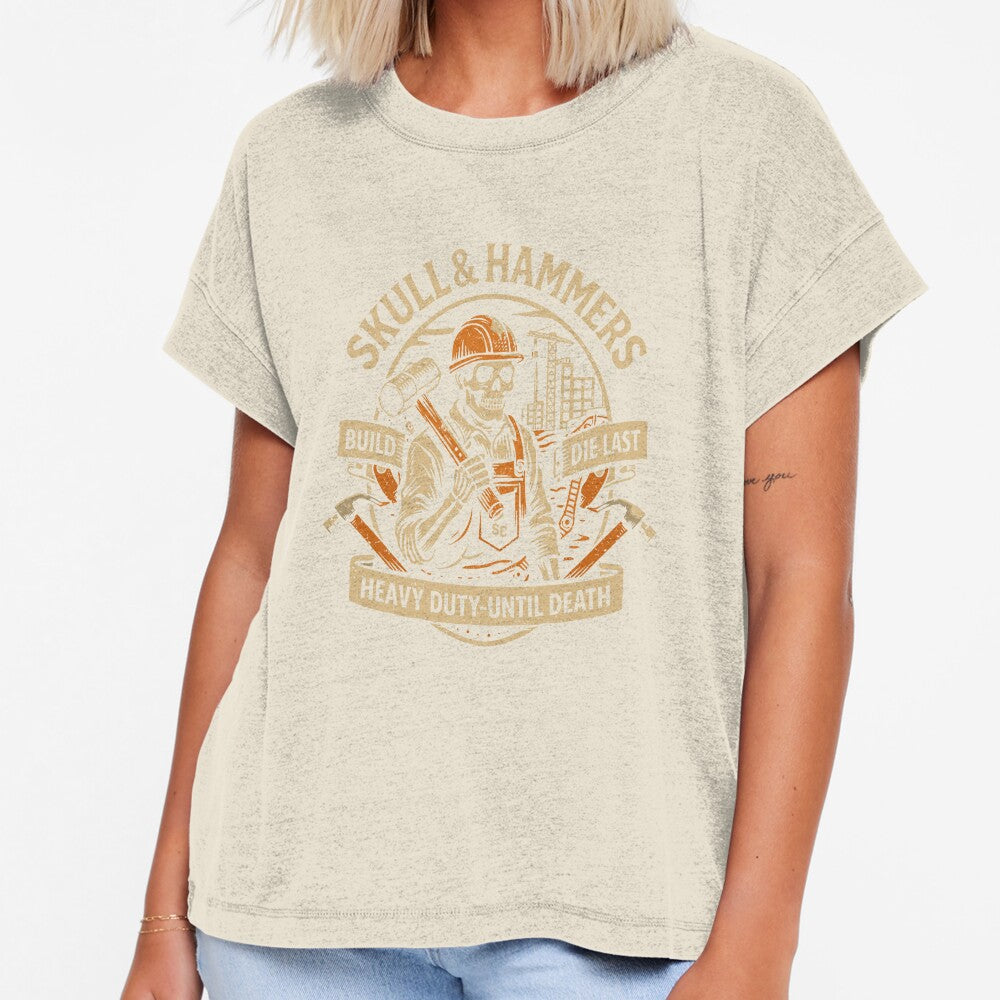 Construction Skull & Hammers T-Shirt by Matinez Pink