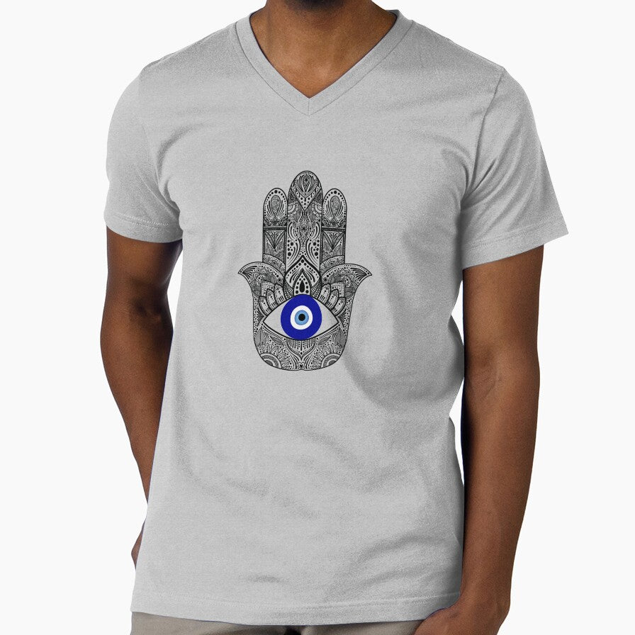 Black evil eye hamsa hand mandala by PMDesigns222