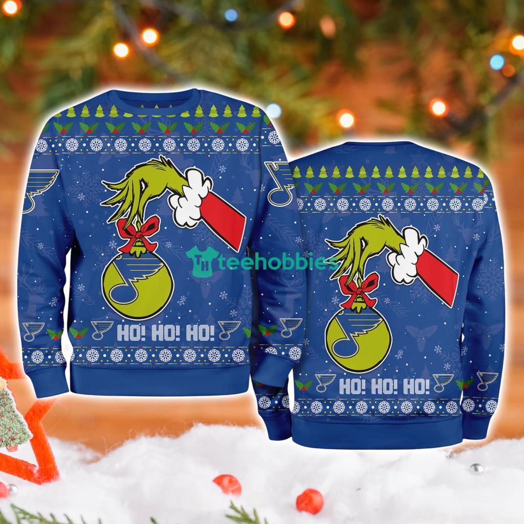 St Louis Blues Grinch Hand Ugly Christmas Sweater 3D